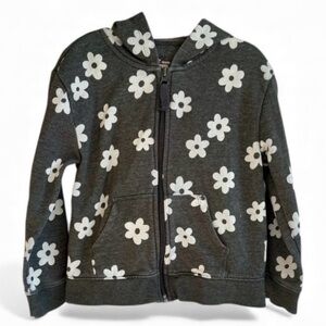 Cat & Jack Dark Gray Floral Zip Hoodie Girls XS (4/5)